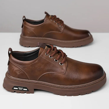 Men's Casual Leather Shoes Designer Trendy All-match Platform Shoes Men's Business Breathable Leather Shoes Zapatos De Hombre