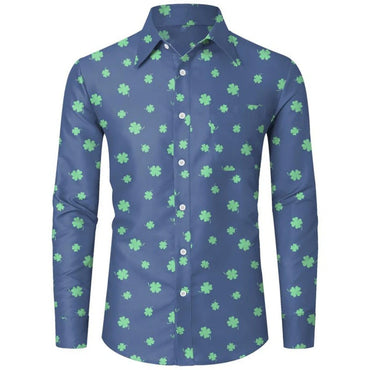 Men's shirt pattern shirt 3D printed shirt outdoor street long sleeved V-neck clothing fashion designer casual and comfortable