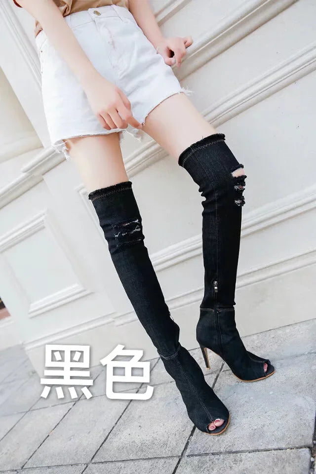 Boots Women Thigh High Boots Winter Women Boots High Heels Women Shoes tassel jean boot ladies shoes Good service 2023