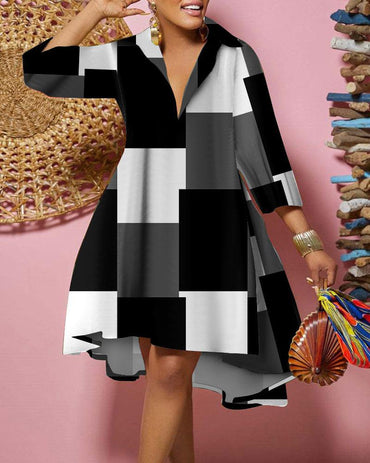 Fashion Print Loose Shirt Dress Women 2023 Spring Casual Leopard Camouflage Print Button Shirt Irregular Dresses For Women's