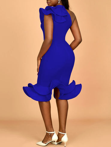 Elegant Party Dresses For Women Tierred Hem Ruffles Sleeveless Package Hip Bodycon Event Birthday African Female Wedding Guest