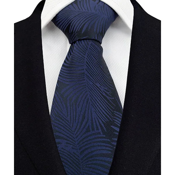 Luxury Men's Necktie 8cm Navy Blue Color Tie Jacquard Neck Ties for Man Business Wedding Party Gift