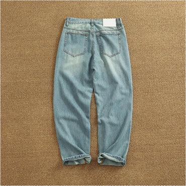 Jeans men's spring and summer thin loose straight tube drop wide leg long pants
