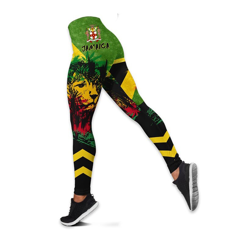 Women's Fashion Summer 3D Jamaica Combo Outfit Print Sleeveless Tank Top and Leggings