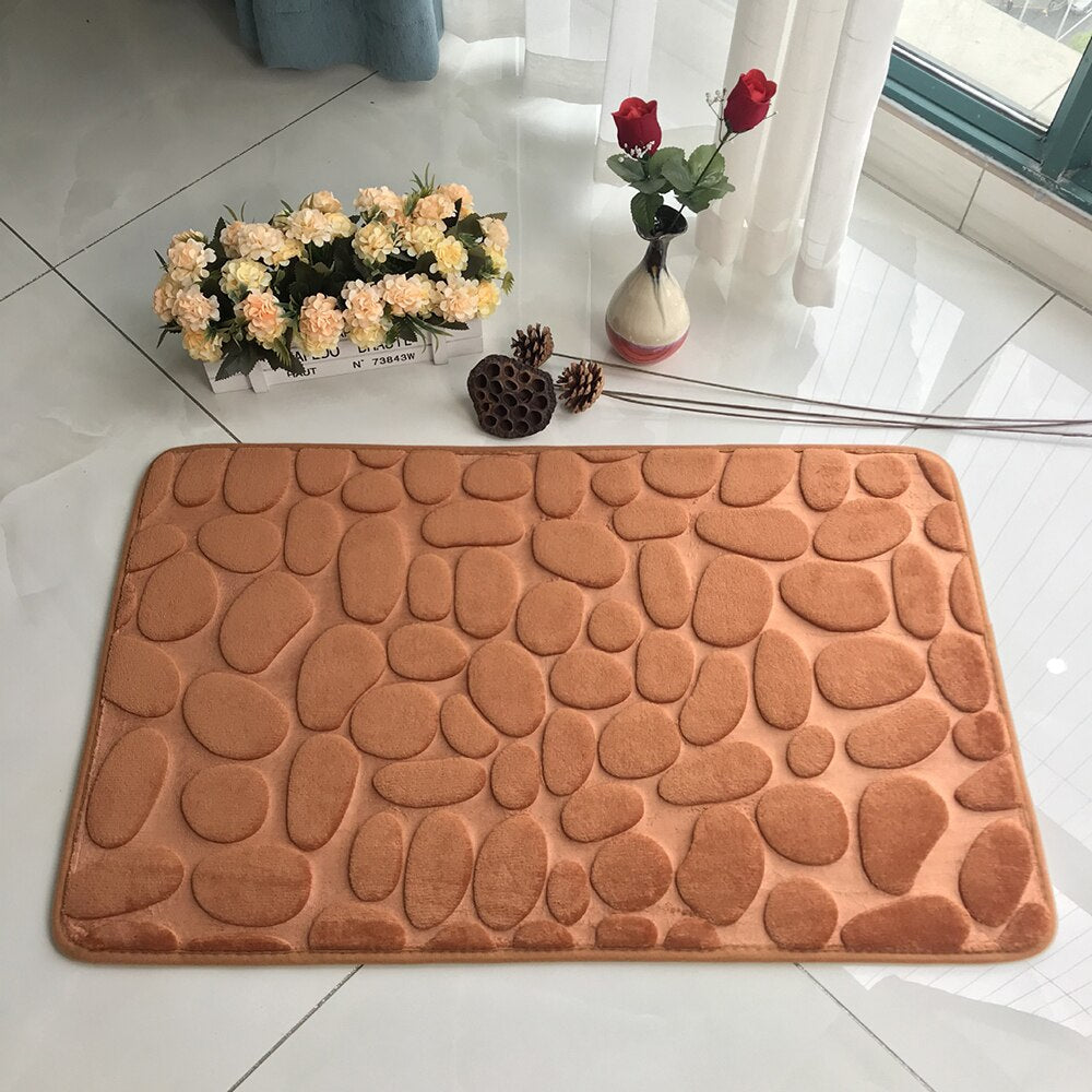 Bathroom Mat Absorbent Bath Carpet Non-slip Pebble Carpets Memory Foam Washable Rug Toilet Floor Mat Shower Carpets Set