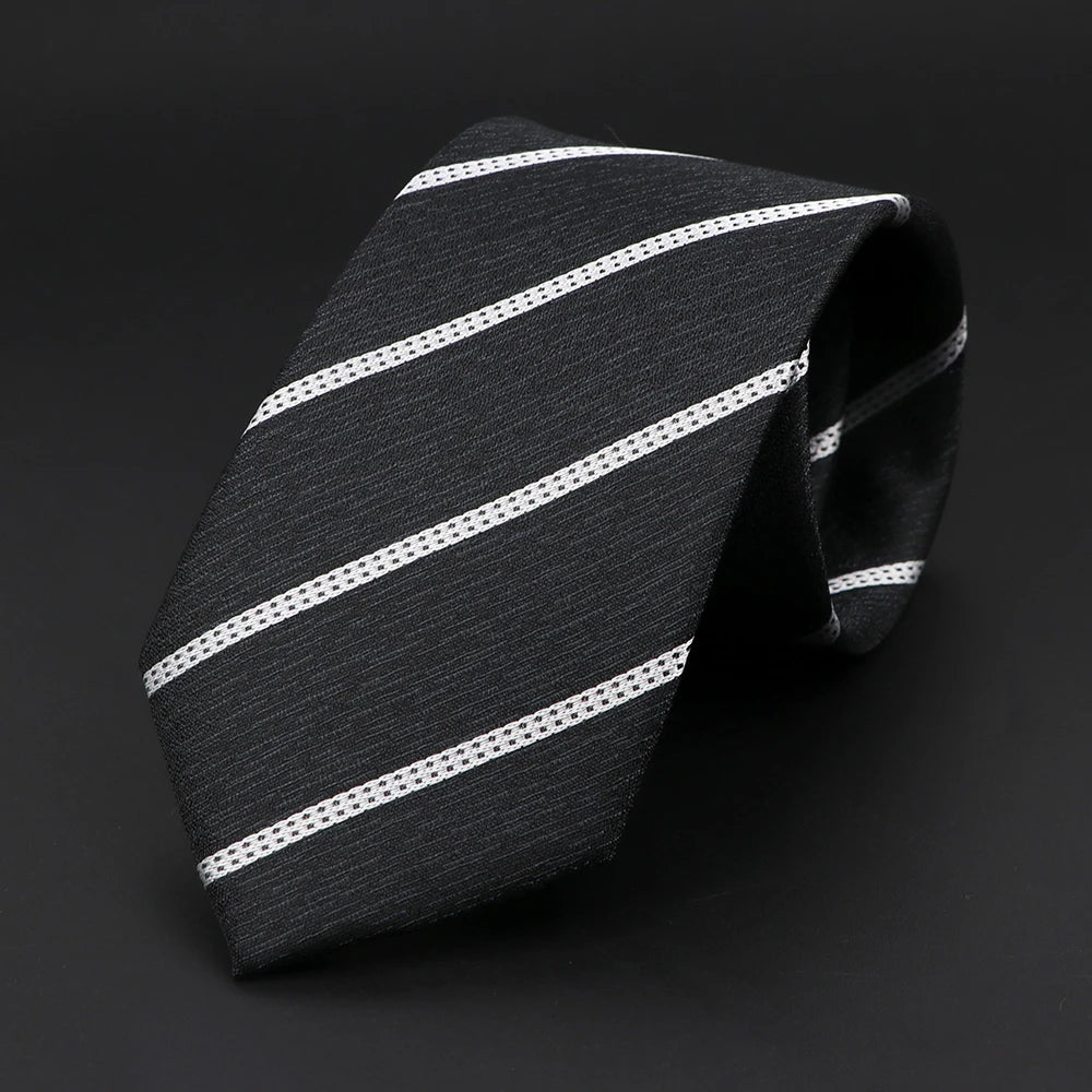 New Style Fashion Jacquard Paisley Striped Necktie For Men 7cm Dark Blue Black Formal Business Party Skinny Slim Cravat Tie Gift