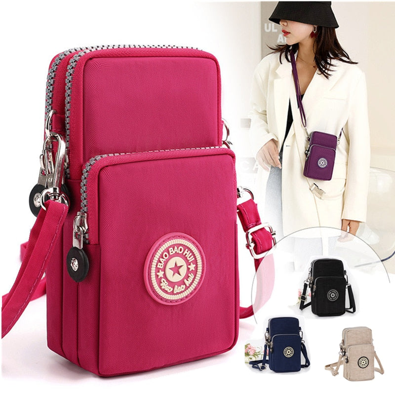 Women's Mini Shoulder Bag Oxford Waterproof Handbag Wrist Pouch Wallet Sports Cell Mobile Phone Bag Crossbody Bags for Girls