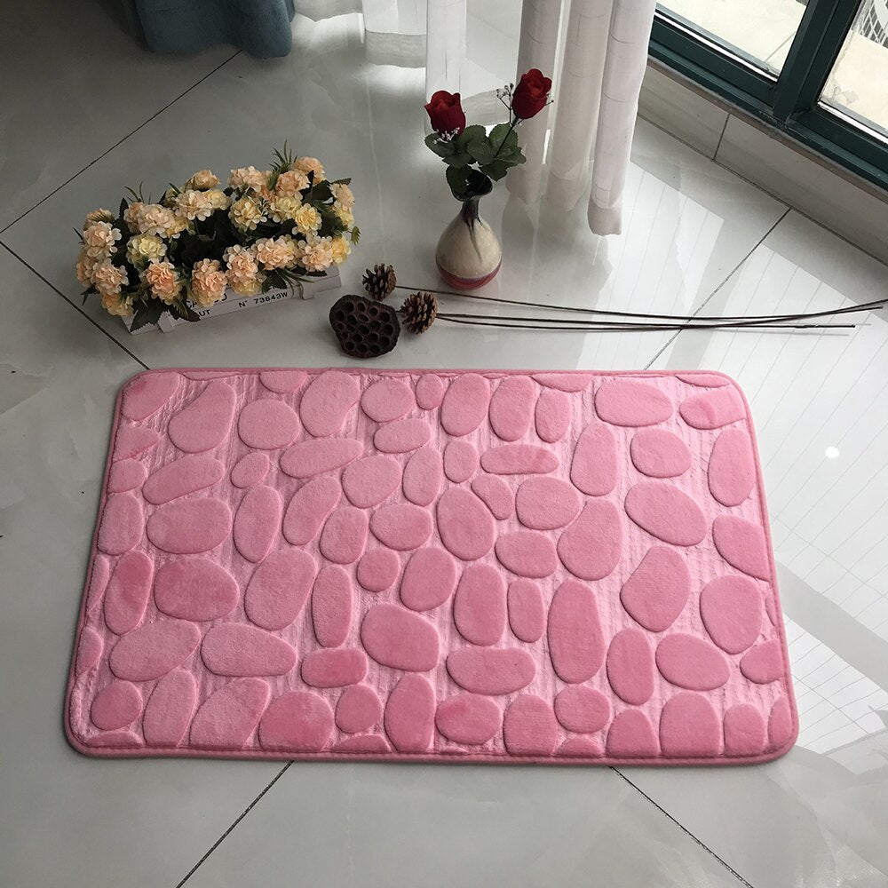 Bathroom Mat Absorbent Bath Carpet Non-slip Pebble Carpets Memory Foam Washable Rug Toilet Floor Mat Shower Carpets Set