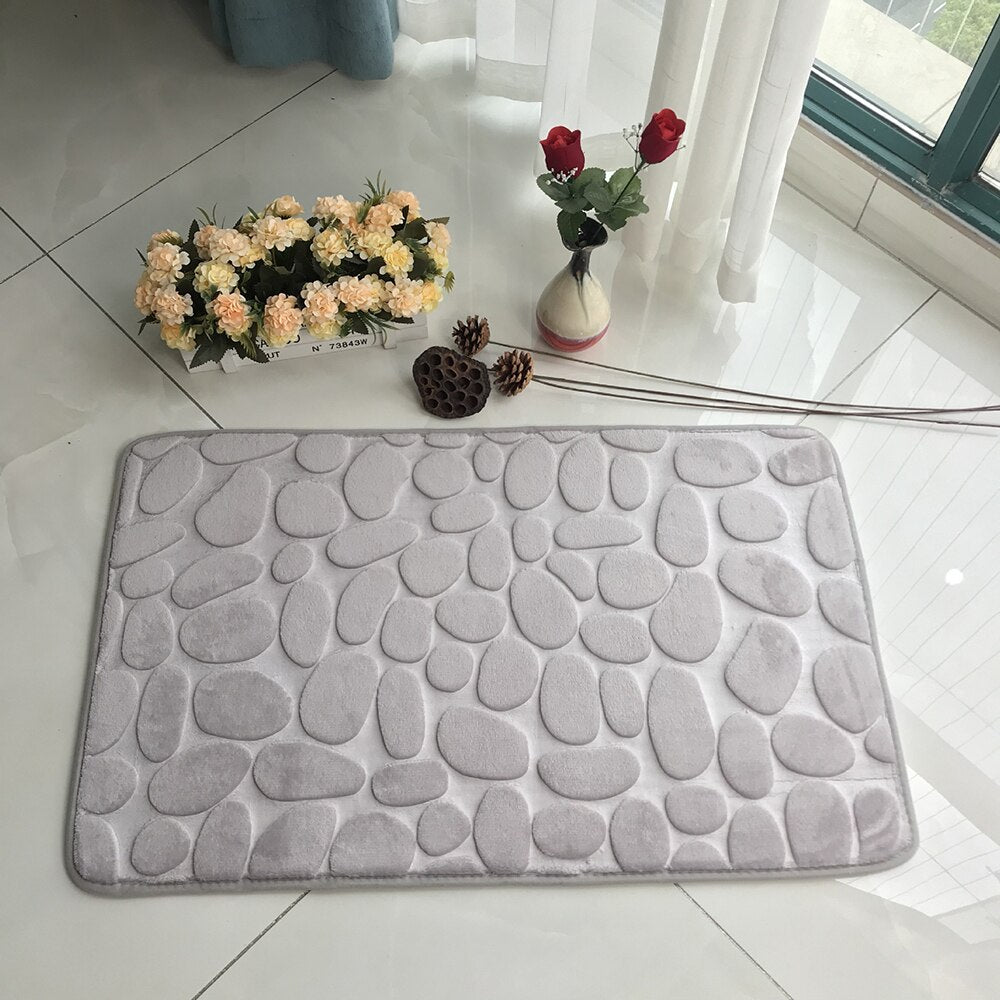 Bathroom Mat Absorbent Bath Carpet Non-slip Pebble Carpets Memory Foam Washable Rug Toilet Floor Mat Shower Carpets Set