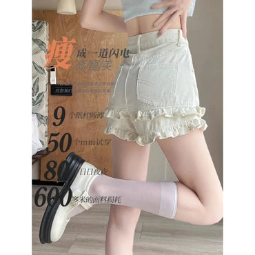 Denim Shorts 2025 Summer Thin High-waisted A-shaped Straight Hot Pants