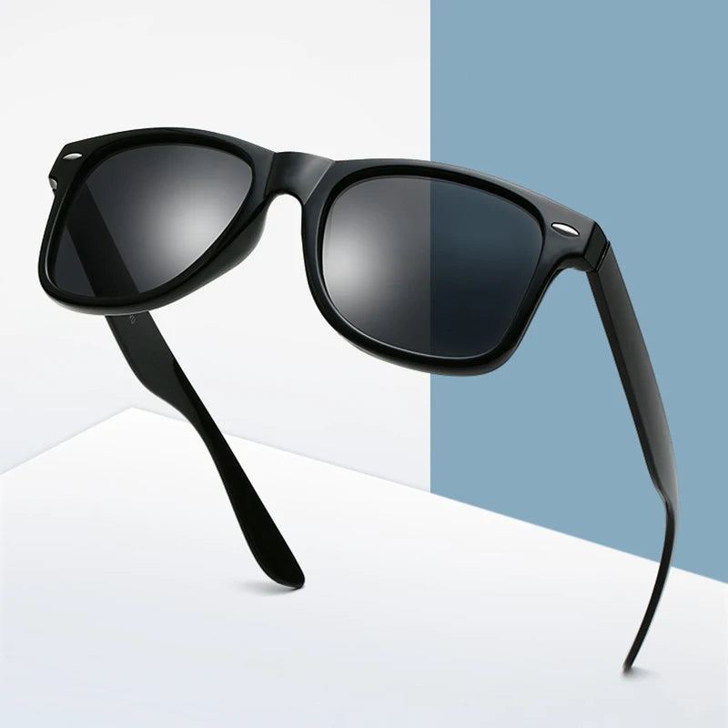 Classic Square Polarized Sunglasses Men Women Retro Black  display picture 2