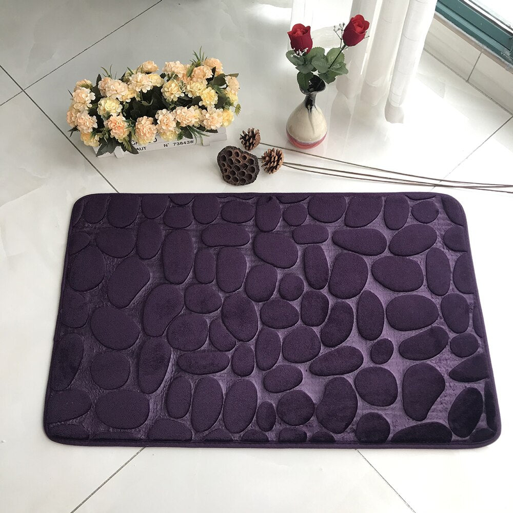 Bathroom Mat Absorbent Bath Carpet Non-slip Pebble Carpets Memory Foam Washable Rug Toilet Floor Mat Shower Carpets Set
