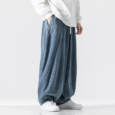 Men Harajuku Wide-leg Jeans Men Oversized Fashion Loose Cargo Denim Pants Male High Street Baggy Trousers Hip Hop Streetwear