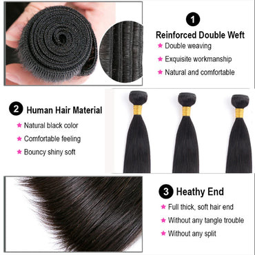 Bone Straight Hair Bundles Deal 100% Virgin Raw Human Hair Bundle 8-30Inch Hair Weave Extensions For Women Double Weft Wholeasle