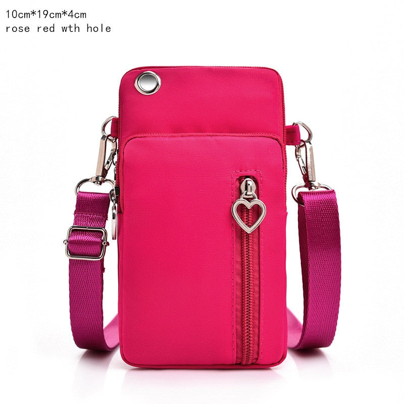 Women's Mini Shoulder Bag Oxford Waterproof Handbag Wrist Pouch Wallet Sports Cell Mobile Phone Bag Crossbody Bags for Girls
