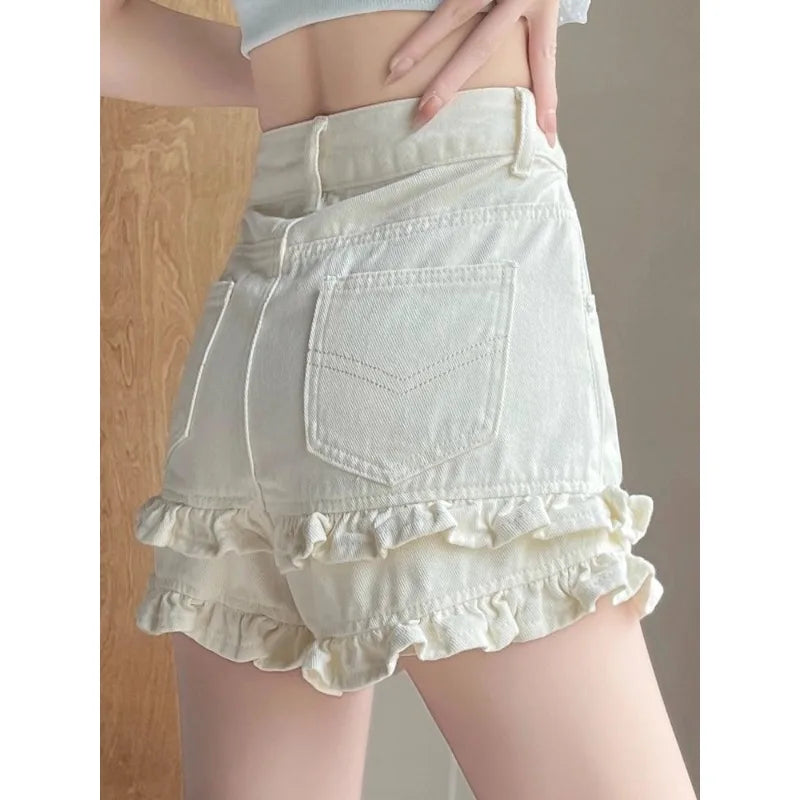 Denim Shorts 2025 Summer Thin High-waisted A-shaped Straight Hot Pants