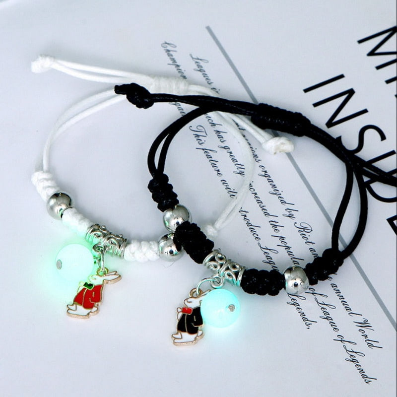 2023 Luminous Cat Star Moon Bracelet Couple Charm Handmade Adjustable Rope