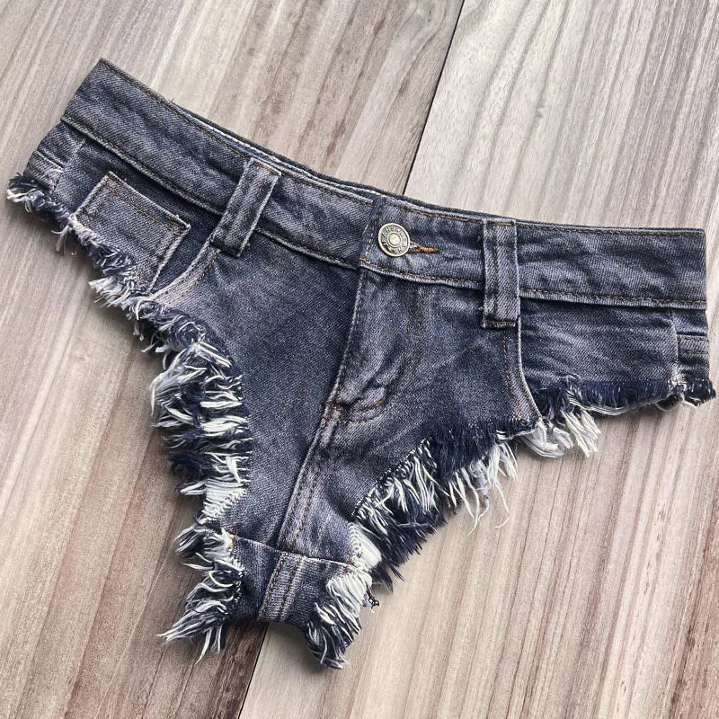 Y2k Denim Skinny Jean Shorts Women Nightclub Sexy Hole Low Waist Super Shorts Hot Pants European and American
