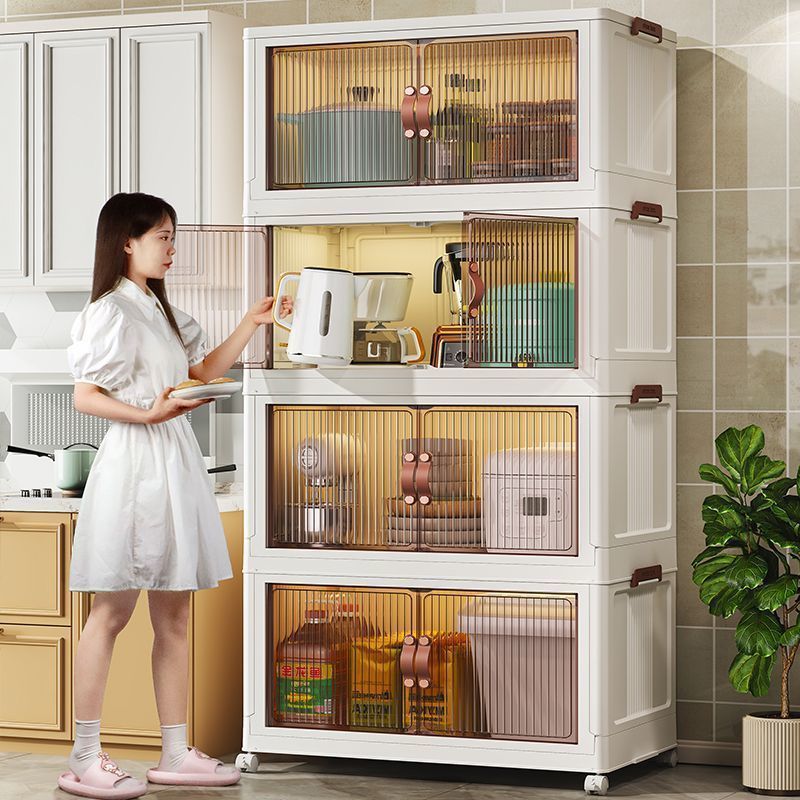 Large Capacity Stackable Storage Bins Double Door Open Save A Space Travel Organizer with Wheels Folding Wardrobe Containers