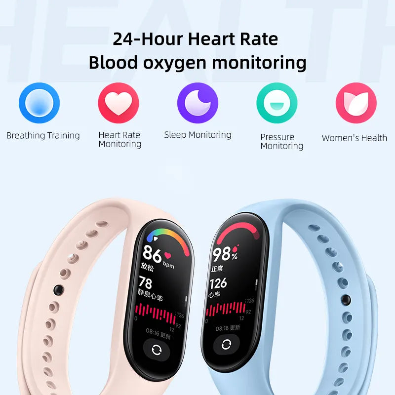 Xiaomi Mi Band 7 Smart Bracelet 6 Color AMOLED 1.62" Screen 24h Blood Oxygen Fitness Traker 5AM Waterproof