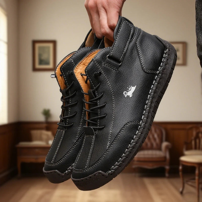 Women's Handmade Leather Casual Shoe Fashion Ankle Boots Business Outdoor Shoes Soft Homme Classic Ankle Non-slip Flats Moccasin