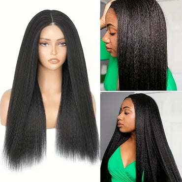 Peruvian Yaki Straight Human Hair Wig Kinky Straight Lace Frontal Wig 13x4 Lace Front Wigs Human Hair Wig For Women