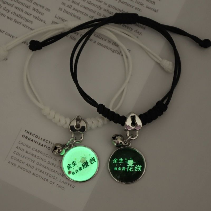 2023 Luminous Cat Star Moon Bracelet Couple Charm Handmade Adjustable Rope