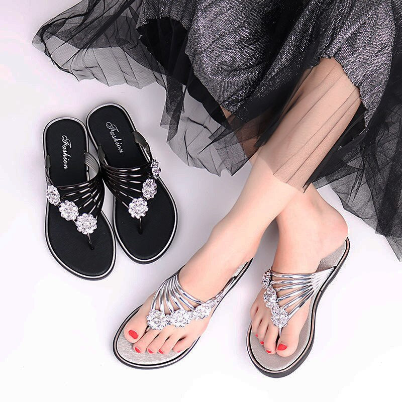 Sexy Women's Flat Flip Flops Fashion Casual Slippers Flower Lightweight Sandals
