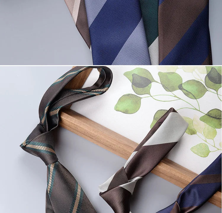 Men's Fashion Silk Tie 8cm Striped Novelty Necktie Blue Green Orange Color Ties For Men Floral Party Ties Wedding Business Gift