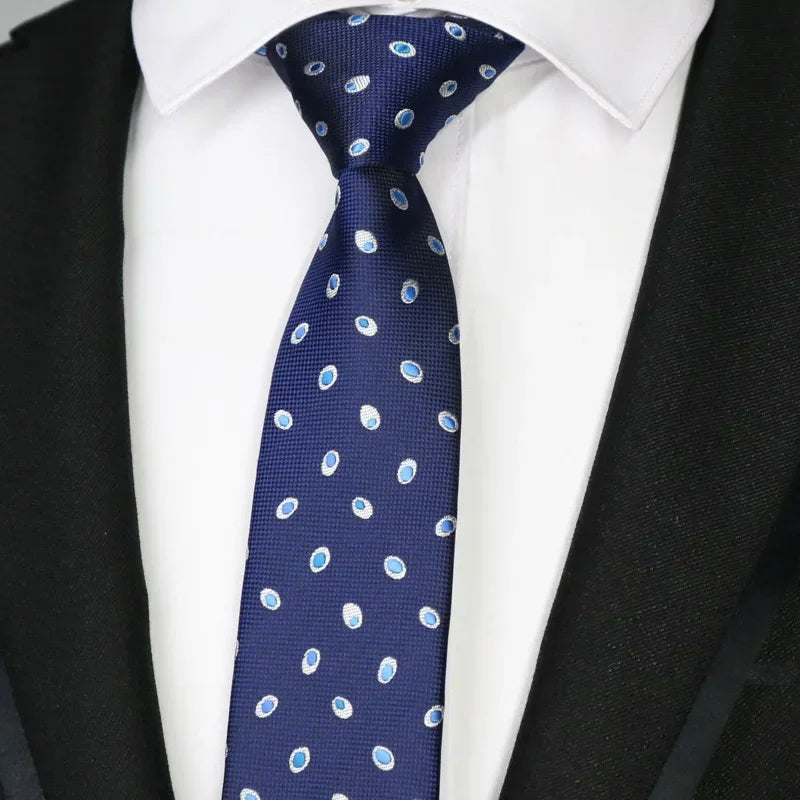 New Slim Narrow Skinny 6CM Mens Necktie Neck Ties For Man Plaids Polka Dot Striped Jacquard Cravat Business Party Corbatas