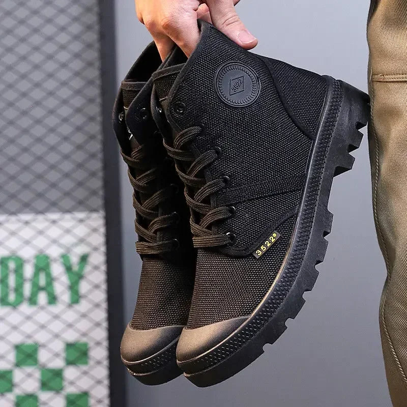 Boots for Men Ankle Retro Canvas Booties Man Shoes Short Barrel Hot Selling Vintage Non Slip Footwear Offers Cheap Fashion New