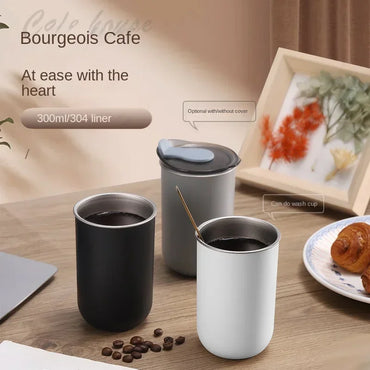 300ml outer plastic inner steel milk cup double-layer heat-insulating coffee cup insulated water cup stainless steel