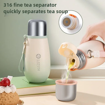 Mini stainless steel insulated cup, portable pocket pot, student tea and water separation creative casual cup gift