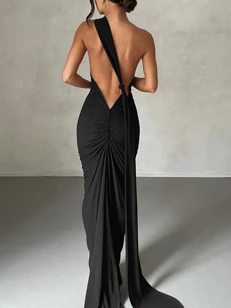 Women Summer Solid Maxi Long Dress Elegant Casual Fashion Office Lady