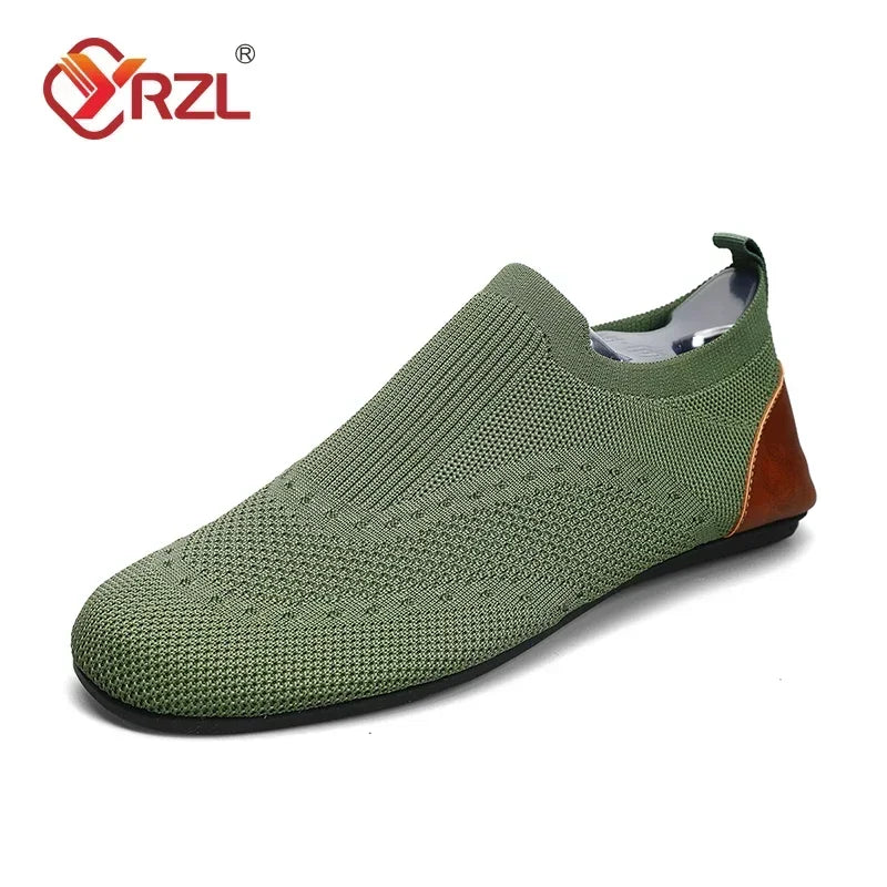YRZL 2024 Knitted and Leisure Men Shoes Light Loafers Men's Shoes Flats Bottom Driving Walking Male Shoe Slip on Lazy Man Shoes