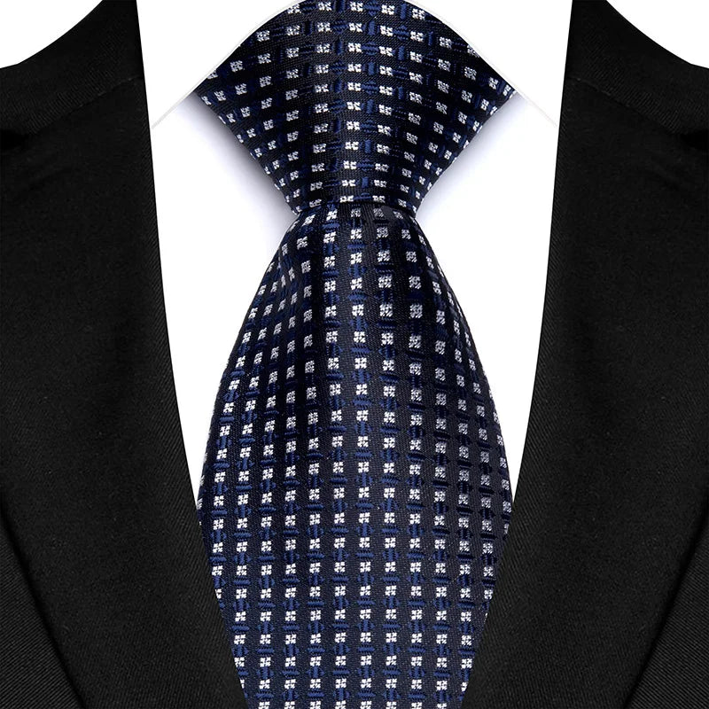Luxury Men's Necktie 8cm Navy Blue Color Tie Jacquard Neck Ties for Man Business Wedding Party Gift