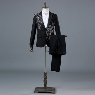 Formal Male Suits Flashing Sequins Crystal Blazers Coat Prom Party Singer Host Costume Team Chorus Wedding Master Stage Outfit