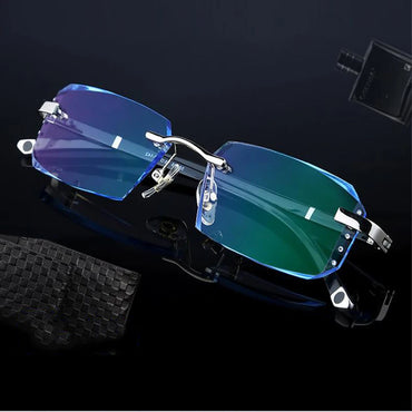 New Cut Edge Presbyopic Glasses Frameless HD Anti Blue Presbyopic Glasses Men's Anti Fatigue Presbyopia Clear Glasses +1.0~+4.0