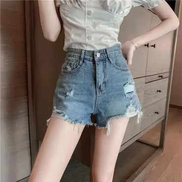 Womens Shorts Denim Ripped Sexy Short Pants for Women To Wear Blue Jeans New in Trend 2024 Y2k Harajuku Korean Style XL Fashion