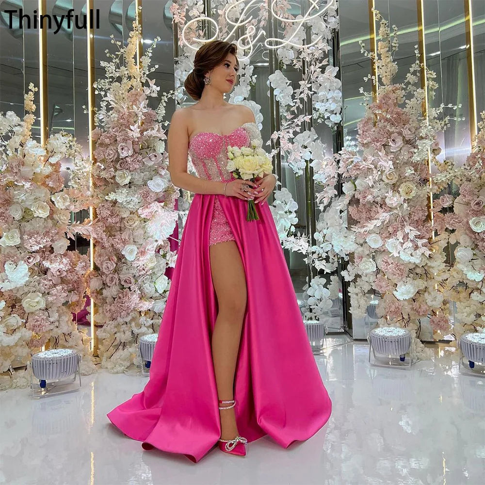 Sexy Pink Sequined Long Party Dress,DS3134
