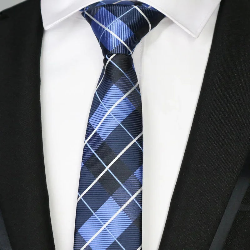 New Slim Narrow Skinny 6CM Mens Necktie Neck Ties For Man Plaids Polka Dot Striped Jacquard Cravat Business Party Corbatas