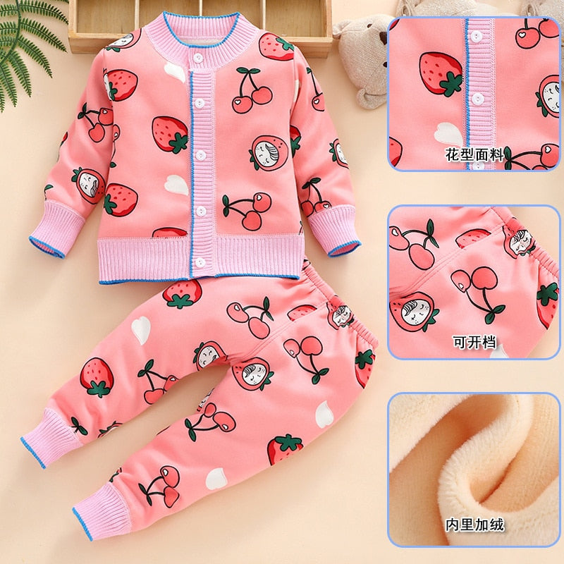 Baby Clothes Sets Boys Girls Cotton Outfit Knit Clothing Suit Kids Girls Knitted Jacket+Pants 2Pcs