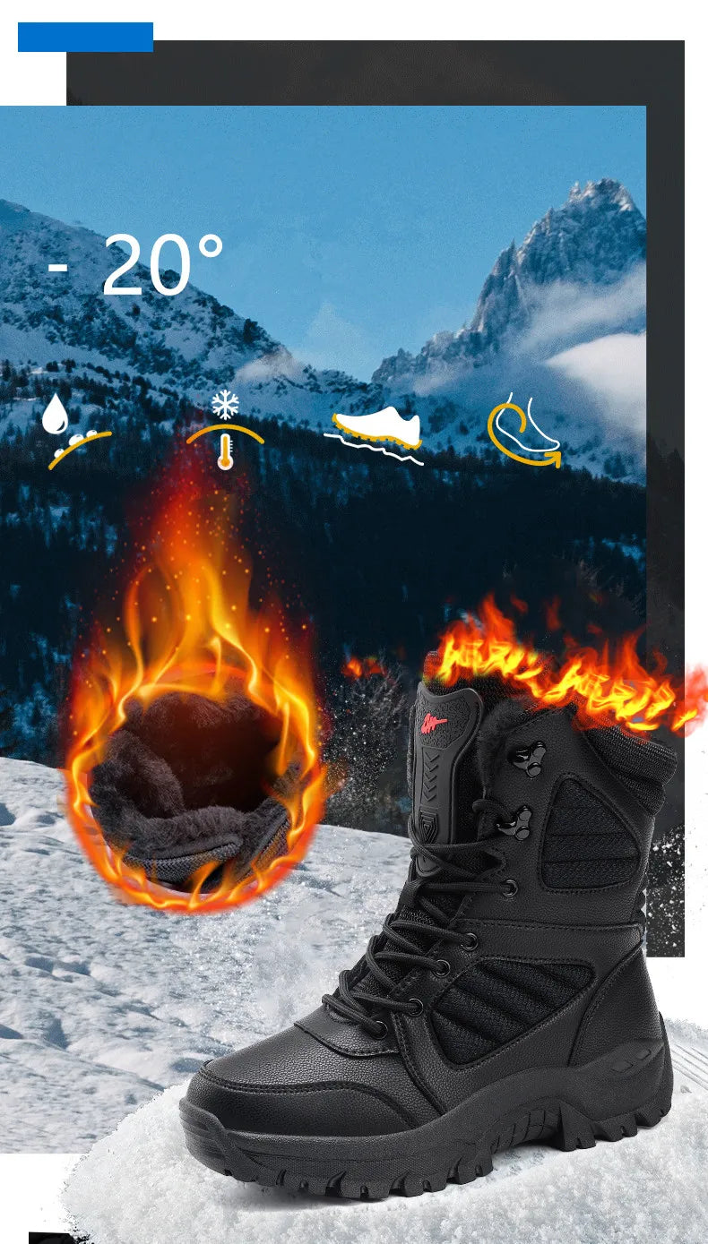 Winter Boot Men's High-top Waterproof Ankle Boots Men Thick Plus Warm Large Size Snow Hiking Boots Outdoor Cotton Shoes Sneakers