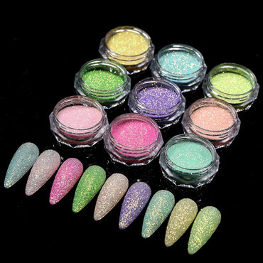 Nail Glitter Sparkling Diamond Nail Powder Laser Silver Reflective Nail Glitter Sequins for Acrylic Nails Shiny Pigment