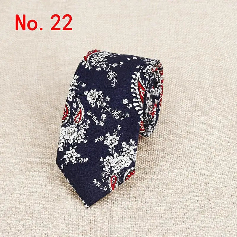 Classic Men's Flower Ties Handmade Cotton Tie For Men 6CM Narrow Floral Neckties Gift Wedding Party Casual Gravatas Paisley Tie