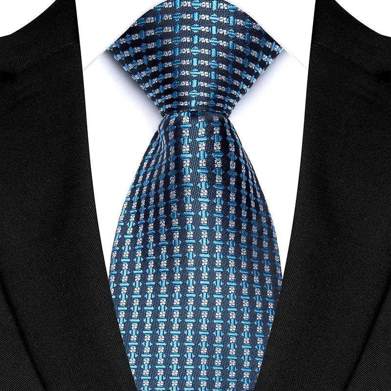 Luxury Men's Necktie 8cm Navy Blue Color Tie Jacquard Neck Ties for Man Business Wedding Party Gift