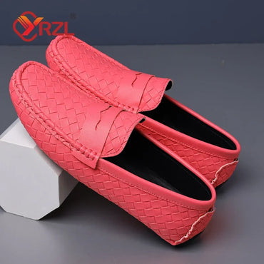 YRZL Loafers for Men 2024 New Handmade Moccasins Men Flats Casual PU Leather Shoes Luxury Comfy Mens Loafers Size 48 ShoesMen