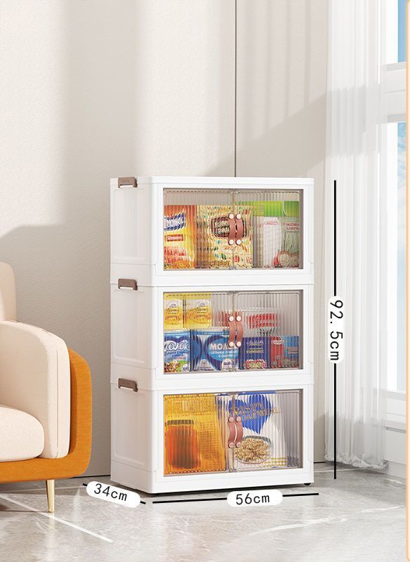 Large Capacity Stackable Storage Bins Double Door Open Save A Space Travel Organizer with Wheels Folding Wardrobe Containers