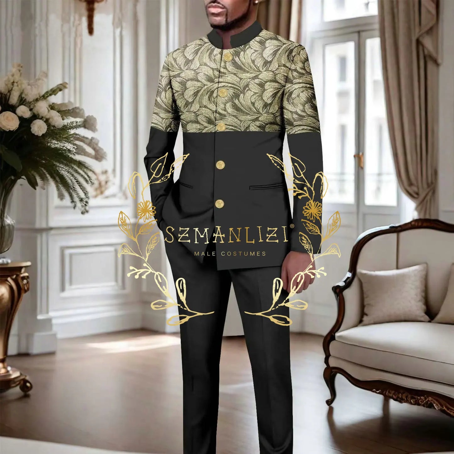 Fashionable Plaid Men's Suit 2 Piece Formal Party Suit for Male Wedding Groom Tuxedo Double Breasted Jacket Pants