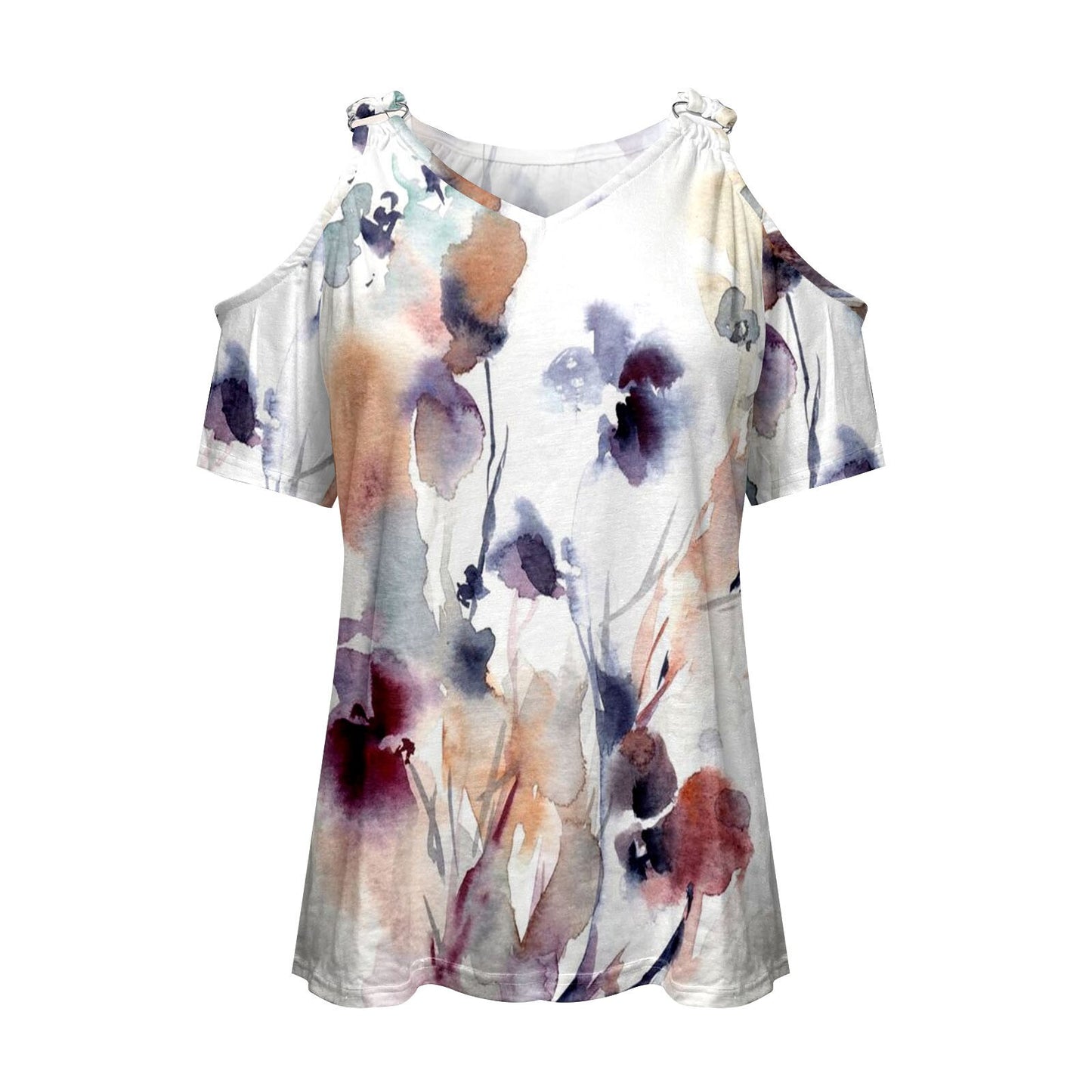 Fashion Print Off Shoulder Ladies Tops Summer Sexy V Neck Short Sleeve Casual Blouse 2022 Hot Women Outfits Party Dress Shirts